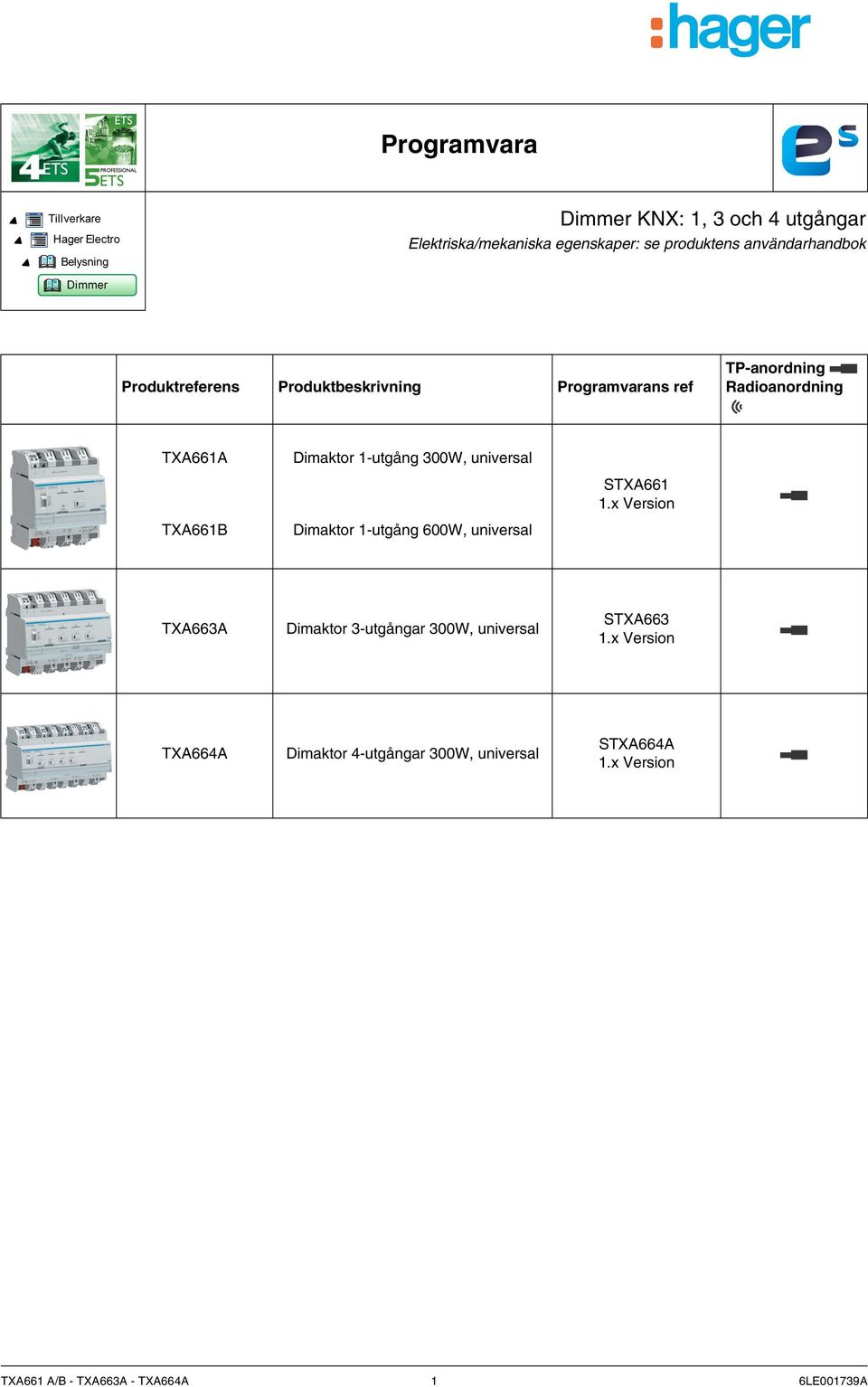 300W, universal Dimakor 1-ugång 600W, universal STXA661 1.