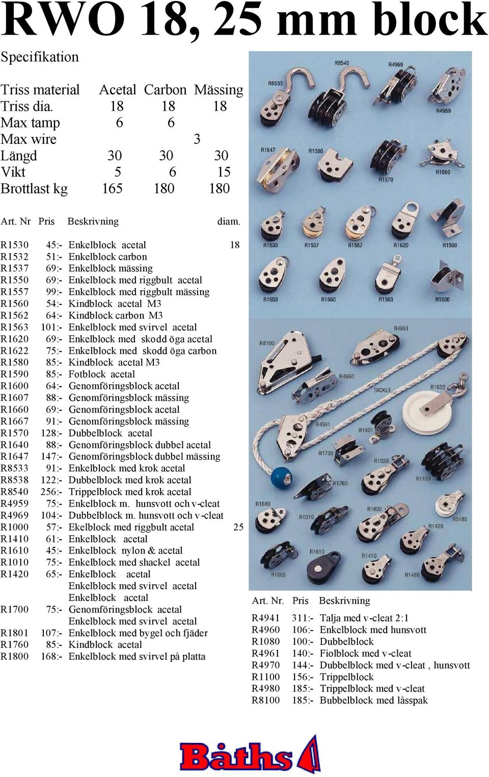 :- 7:- 7:- :- 1:- acetal 1 carbon mässing med riggbult acetal med riggbult mässing Kindblock acetal M Kindblock carbon M med svirvel acetal med skodd öga acetal med skodd öga carbon Kindblock acetal