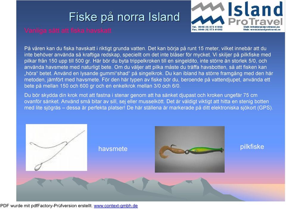 Här bör du byta trippelkroken till en singeldito, inte större än storlek 5/0, och använda havsmete med naturligt bete. Om du väljer att pilka måste du träffa havsbotten, så att fisken kan höra betet.