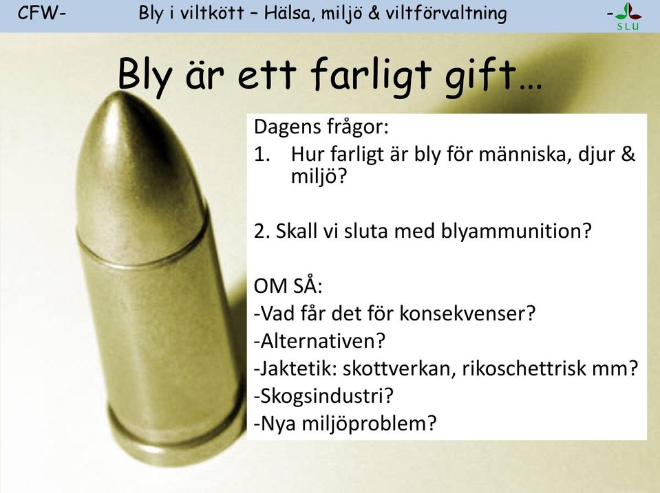 Skall vi sluta med blyammunition?