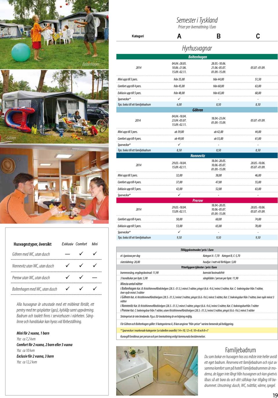 04. 23.04.-05.07. 18.04.-23.04. Göhren Husvagnstyper, översikt Exklusiv Comfort Mini Göhren med WC, utan dusch Nonnevitz utan WC, utan dusch Prerow utan WC, utan dusch Boltenhagen med WC, utan dusch