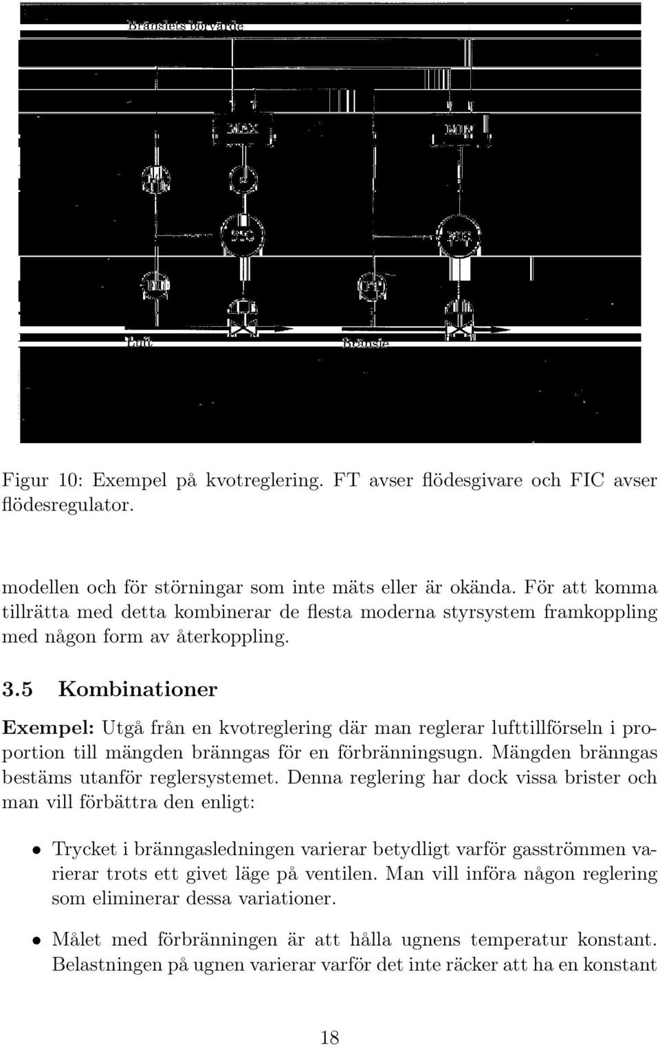 5 Kombinationer Exempel: Utgå från en kvotreglering där man reglerar lufttillförseln i proportion till mängden bränngas för en förbränningsugn. Mängden bränngas bestäms utanför reglersystemet.