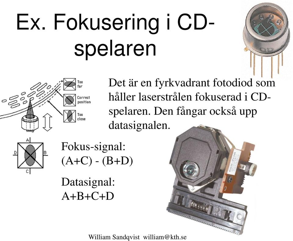 fyrkvadrant fotodiod som håller laserstrålen