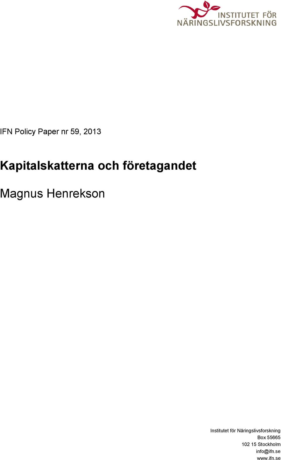 Henrekson Institutet för