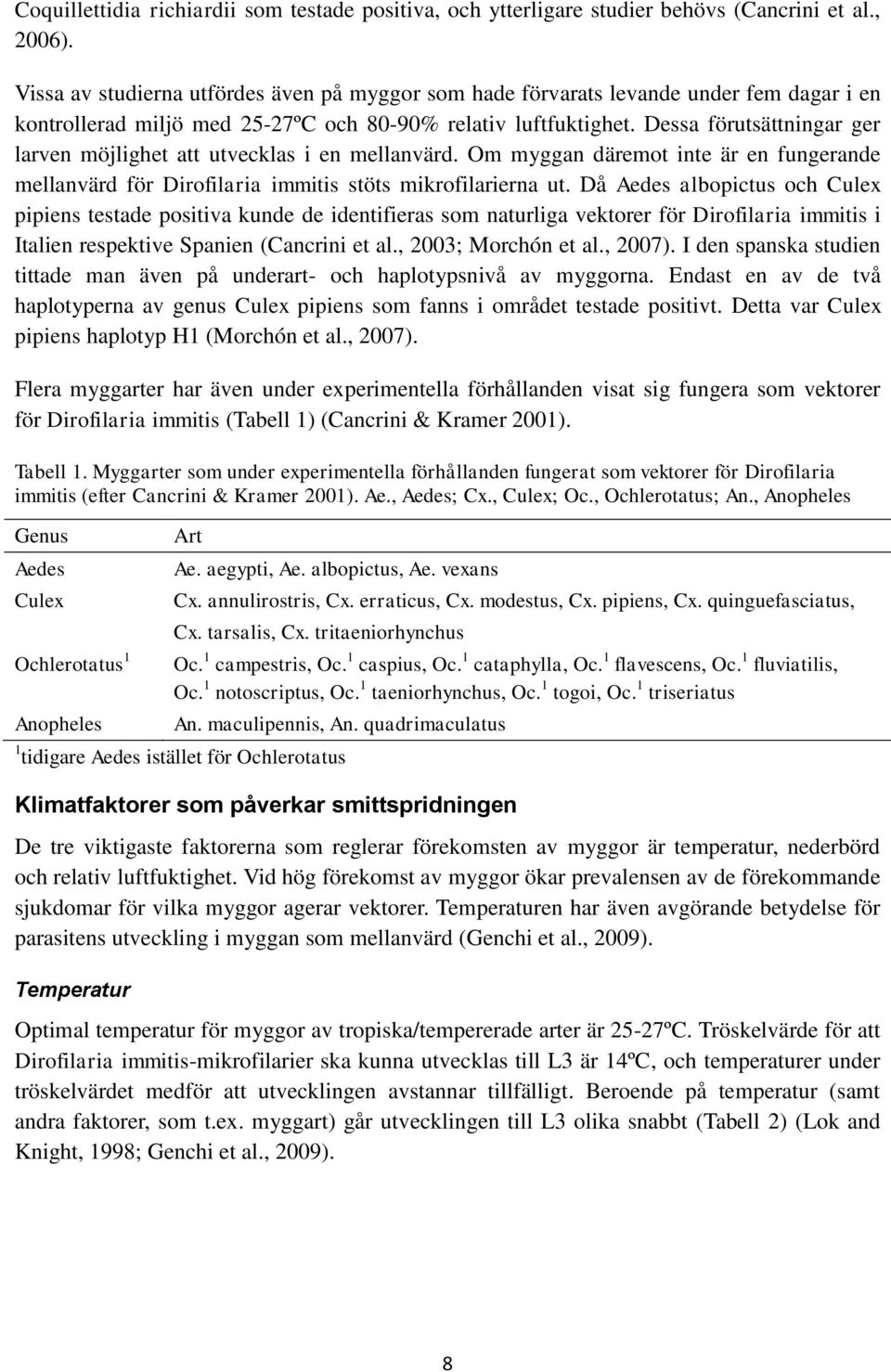 Dessa förutsättningar ger larven möjlighet att utvecklas i en mellanvärd. Om myggan däremot inte är en fungerande mellanvärd för Dirofilaria immitis stöts mikrofilarierna ut.