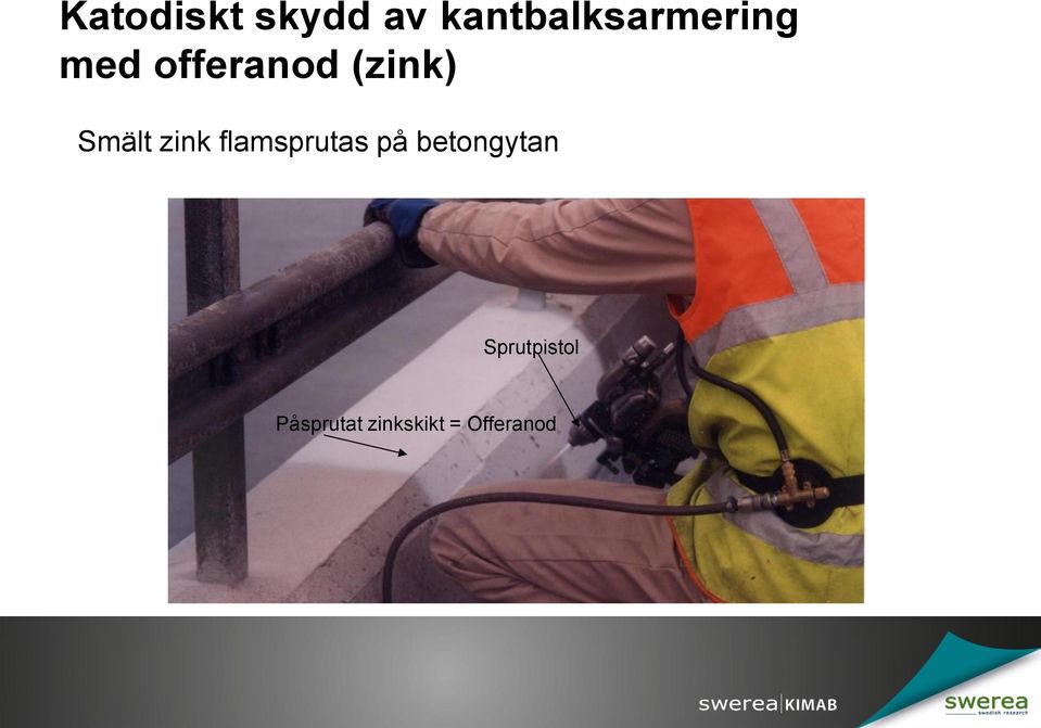 (zink) Smält zink flamsprutas på