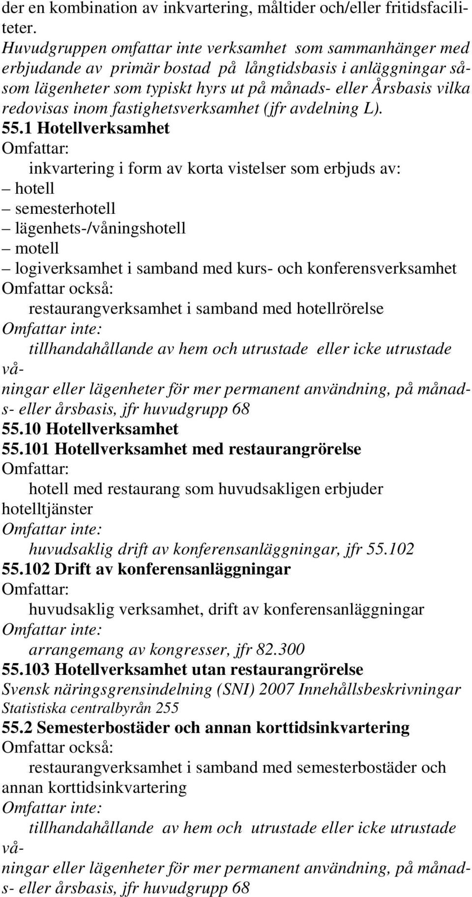 inom fastighetsverksamhet (jfr avdelning L). 55.