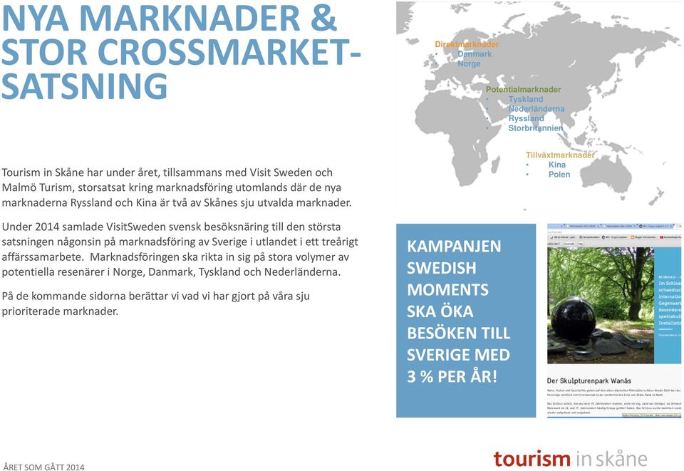 Under 2014 samlade VisitSweden svensk besöksnäring till den största satsningen någonsin på marknadsföring av Sverige i utlandet i ett treårigt affärssamarbete.