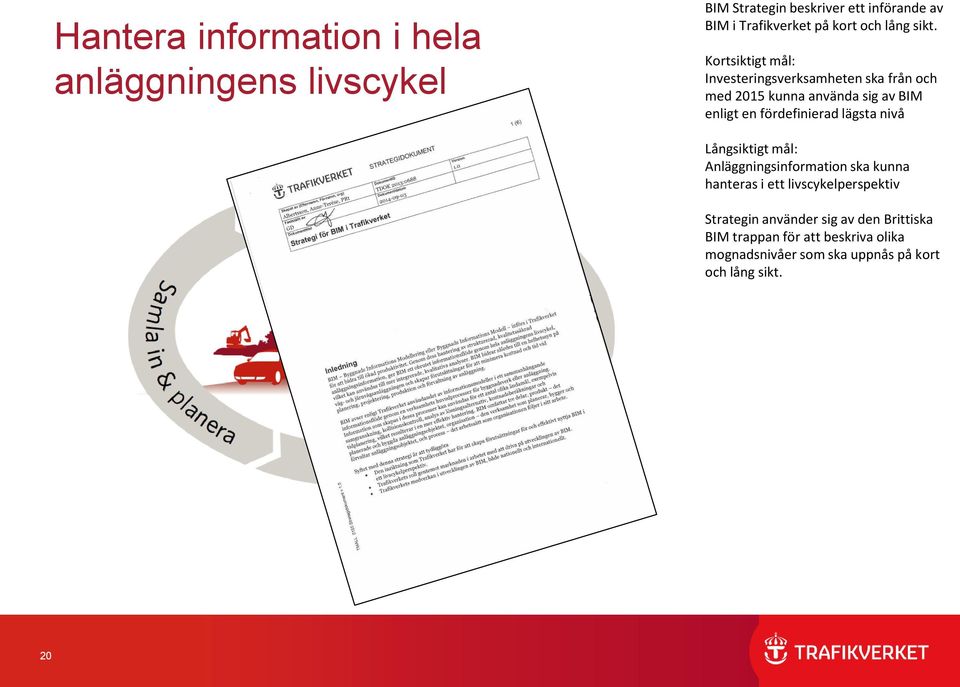 Kortsiktigt mål: Investeringsverksamheten ska från och med 2015 kunna använda sig av BIM enligt en fördefinierad