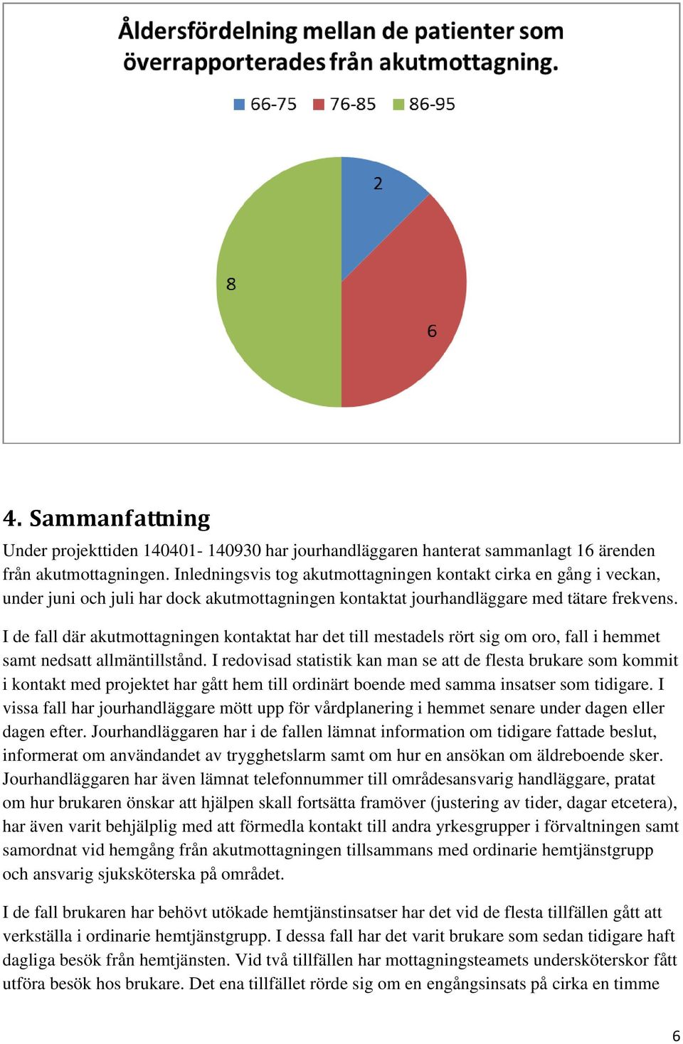 I de fall där akutmottagningen kontaktat har det till mestadels rört sig om oro, fall i hemmet samt nedsatt allmäntillstånd.