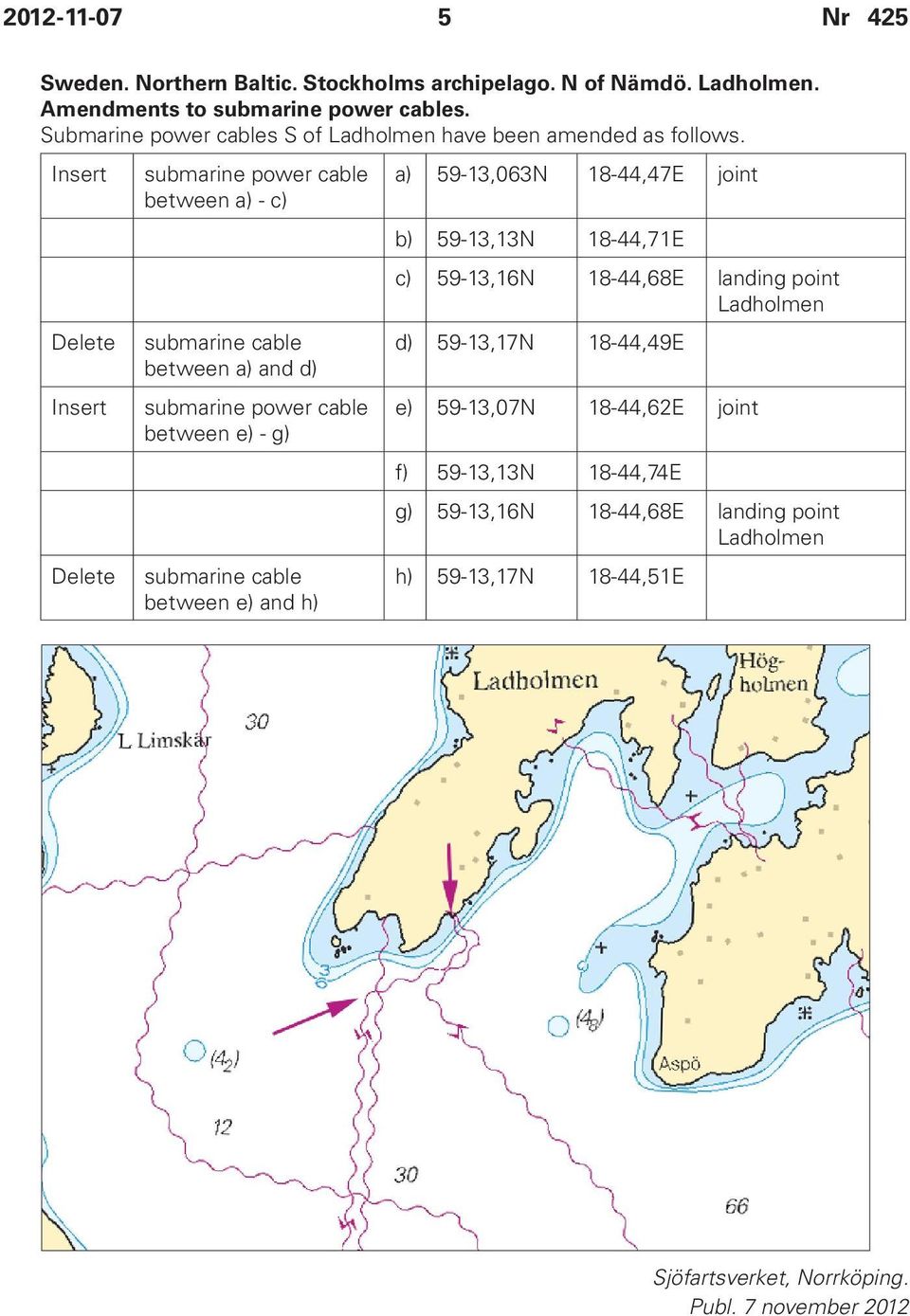Insert Delete Insert Delete submarine power cable between a) - c) submarine cable between a) and d) submarine power cable between e) - g) submarine cable