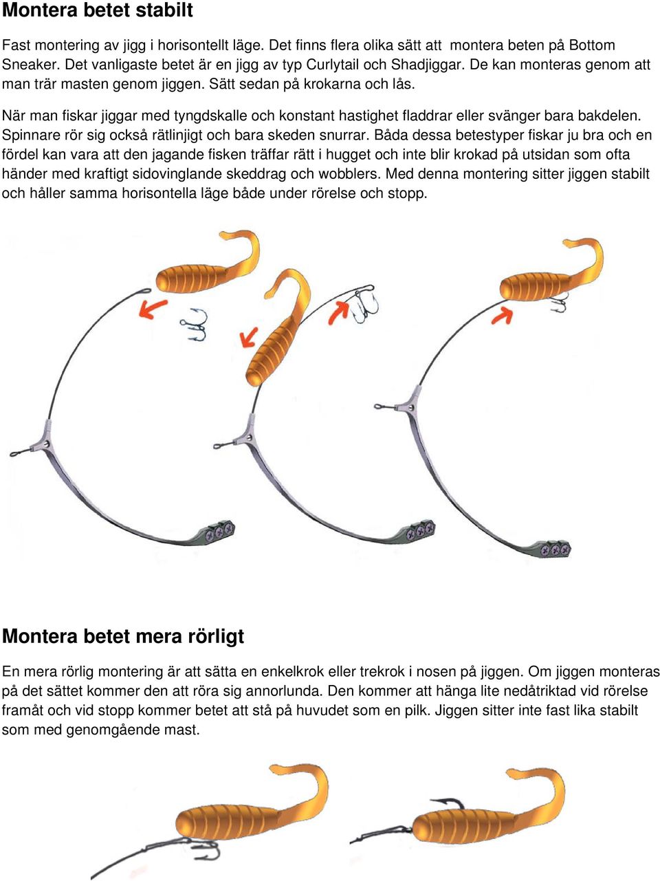 Spinnare rör sig också rätlinjigt och bara skeden snurrar.