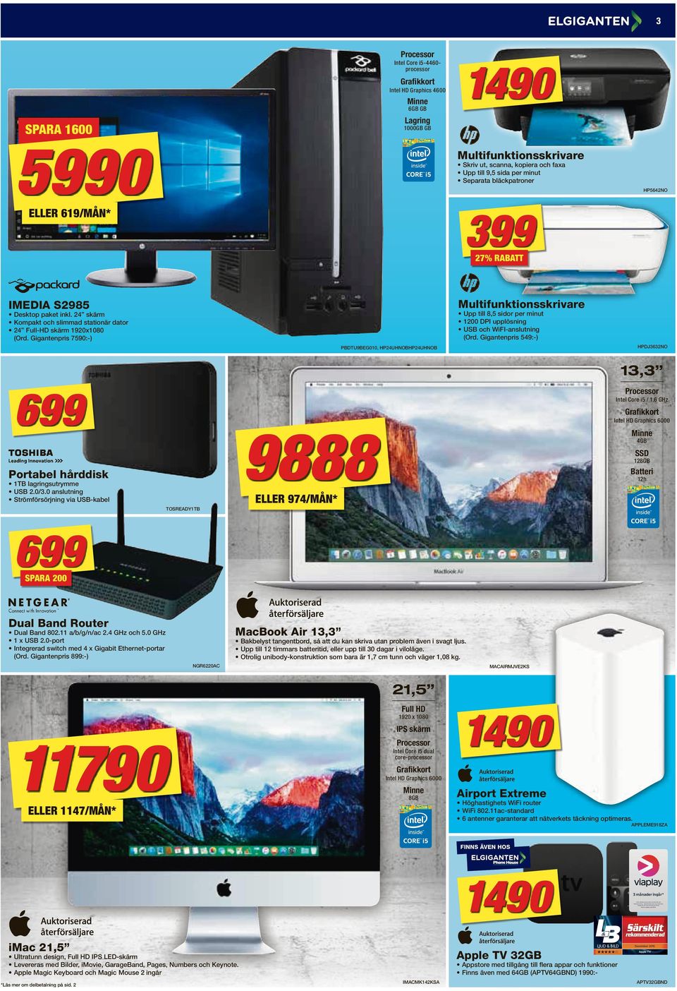 Gigantpris 549:-) Desktop paket inkl. 24 skärm Kompakt och slimmad stationär dator 24 Full-HD skärm 1920x1080 (Ord.