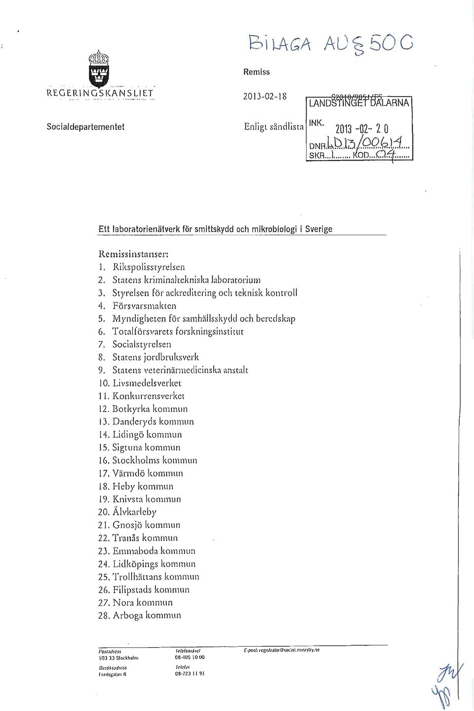 Styrelsen föl' ackreditering och teknisk kontroll 4. Försvarsmakten 5. Myndigheten för samhällsskydd och beredskap 6. Totalförsvarets forskningsinstitut 7. Socials tyreisen 8.