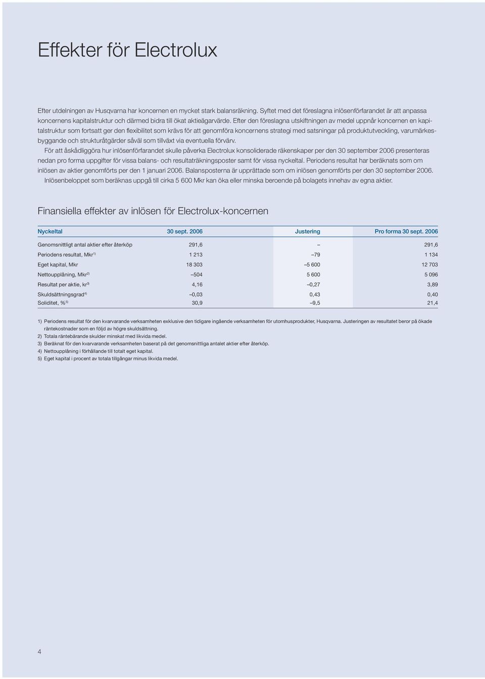 Efter den föreslagna utskiftningen av medel uppnår koncernen en kapitalstruktur som fortsatt ger den flexibilitet som krävs för att genomföra koncernens strategi med satsningar på produktutveckling,