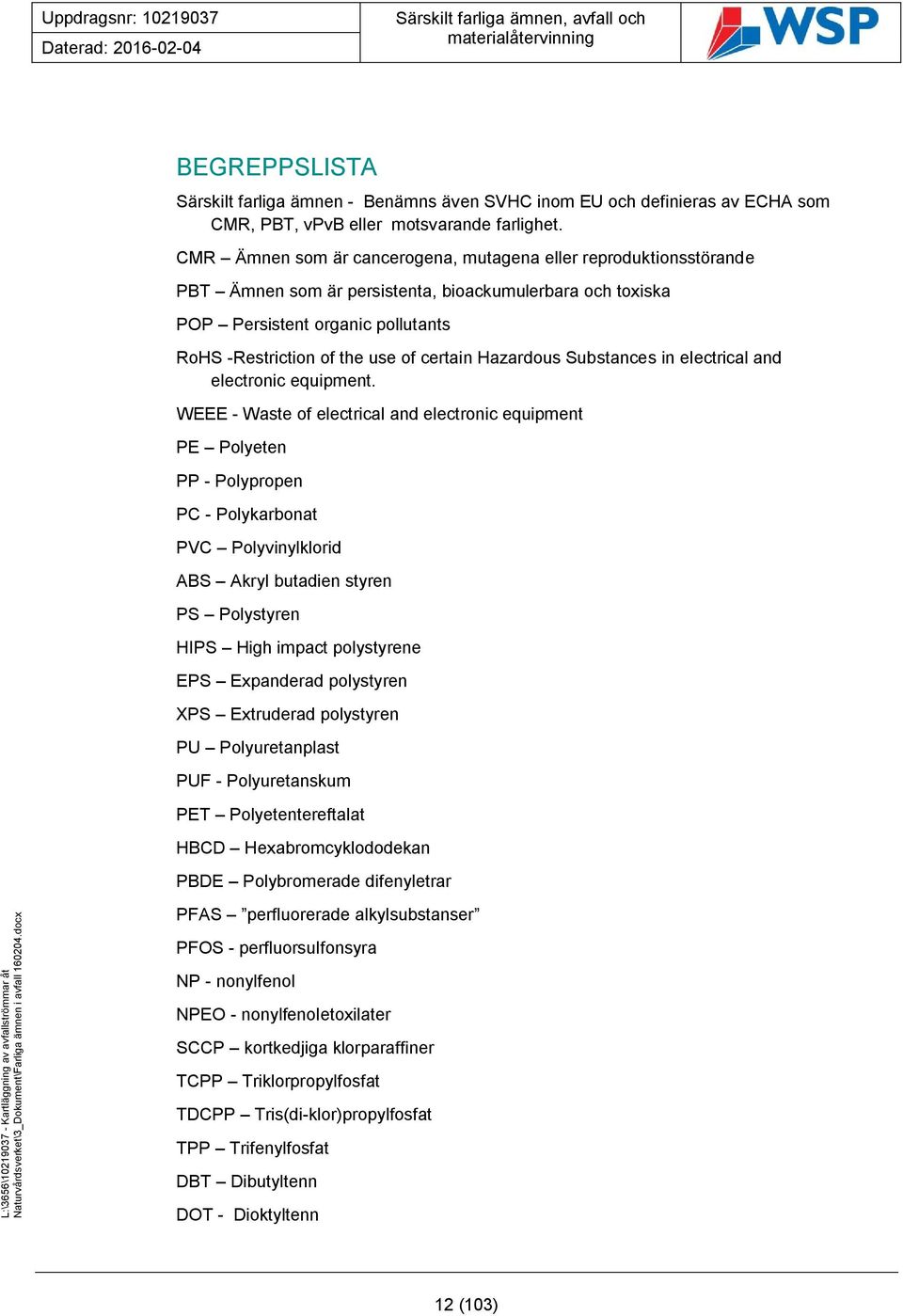 Hazardous Substances in electrical and electronic equipment.