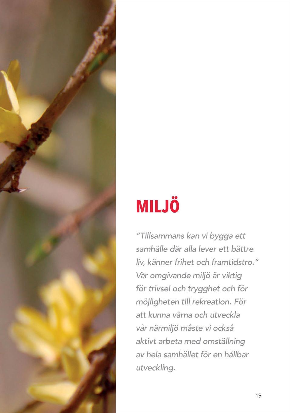Vår omgivande miljö är viktig för trivsel och trygghet och för möjligheten till