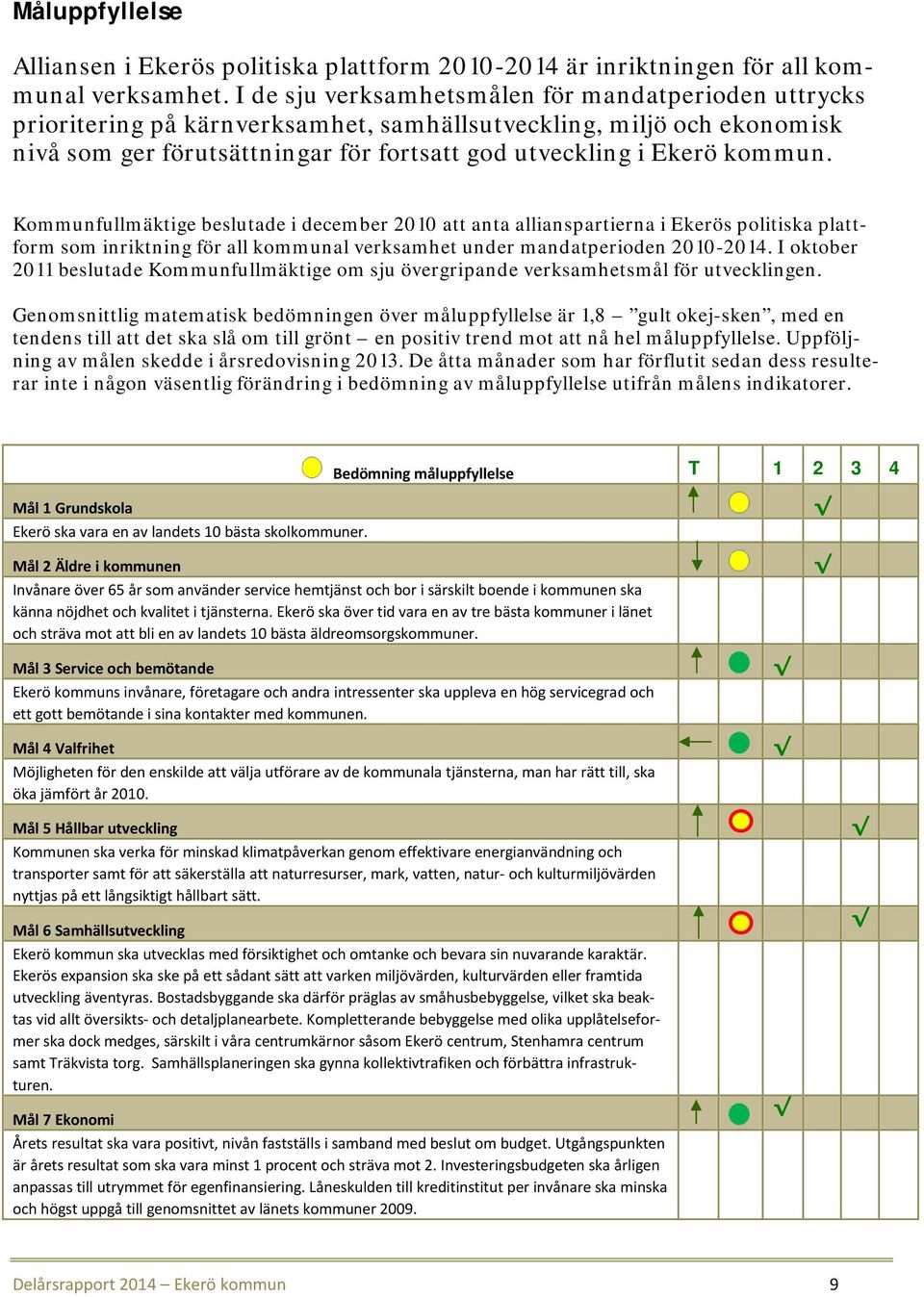 Kommunfullmäktige beslutade i december 2010 att anta allianspartierna i Ekerös politiska plattform som inriktning för all kommunal verksamhet under mandatperioden 2010-2014.