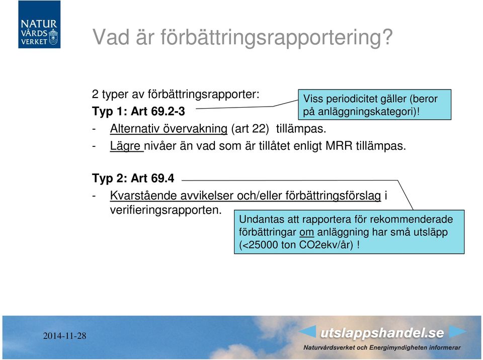 Typ 2: Art 69.4 Viss periodicitet gäller (beror på anläggningskategori)!