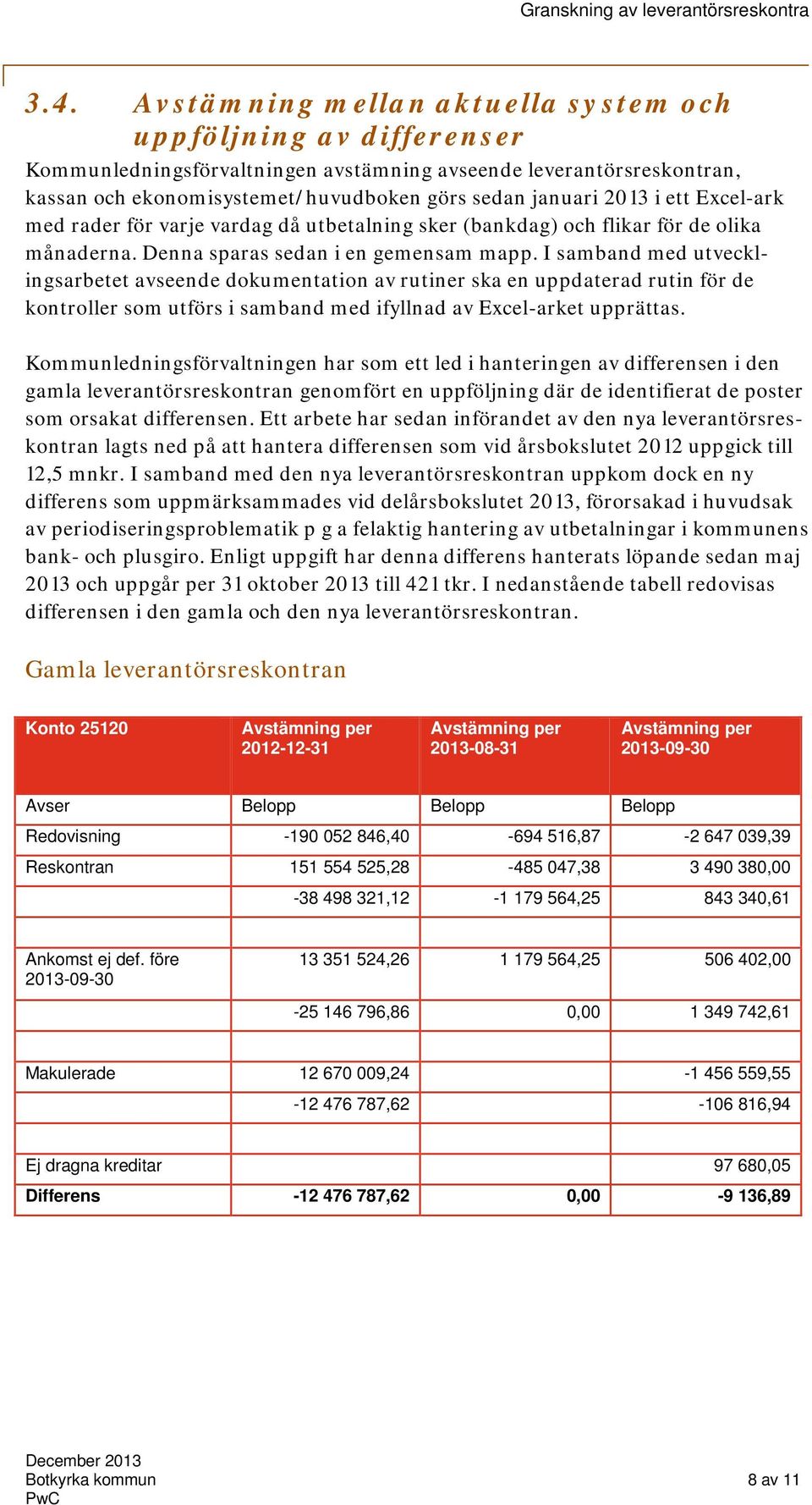 I samband med utvecklingsarbetet avseende dokumentation av rutiner ska en uppdaterad rutin för de kontroller som utförs i samband med ifyllnad av Excel-arket upprättas.