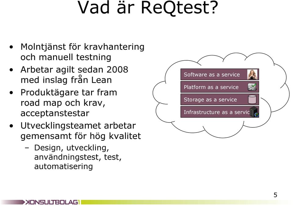 Lean Produktägare tar fram road map och krav, acceptanstestar Utvecklingsteamet arbetar