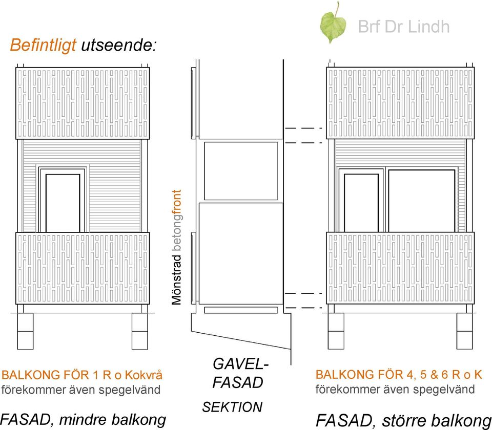 FASAD, mindre balkong GAVEL- FASAD SEKTION BALKONG FÖR
