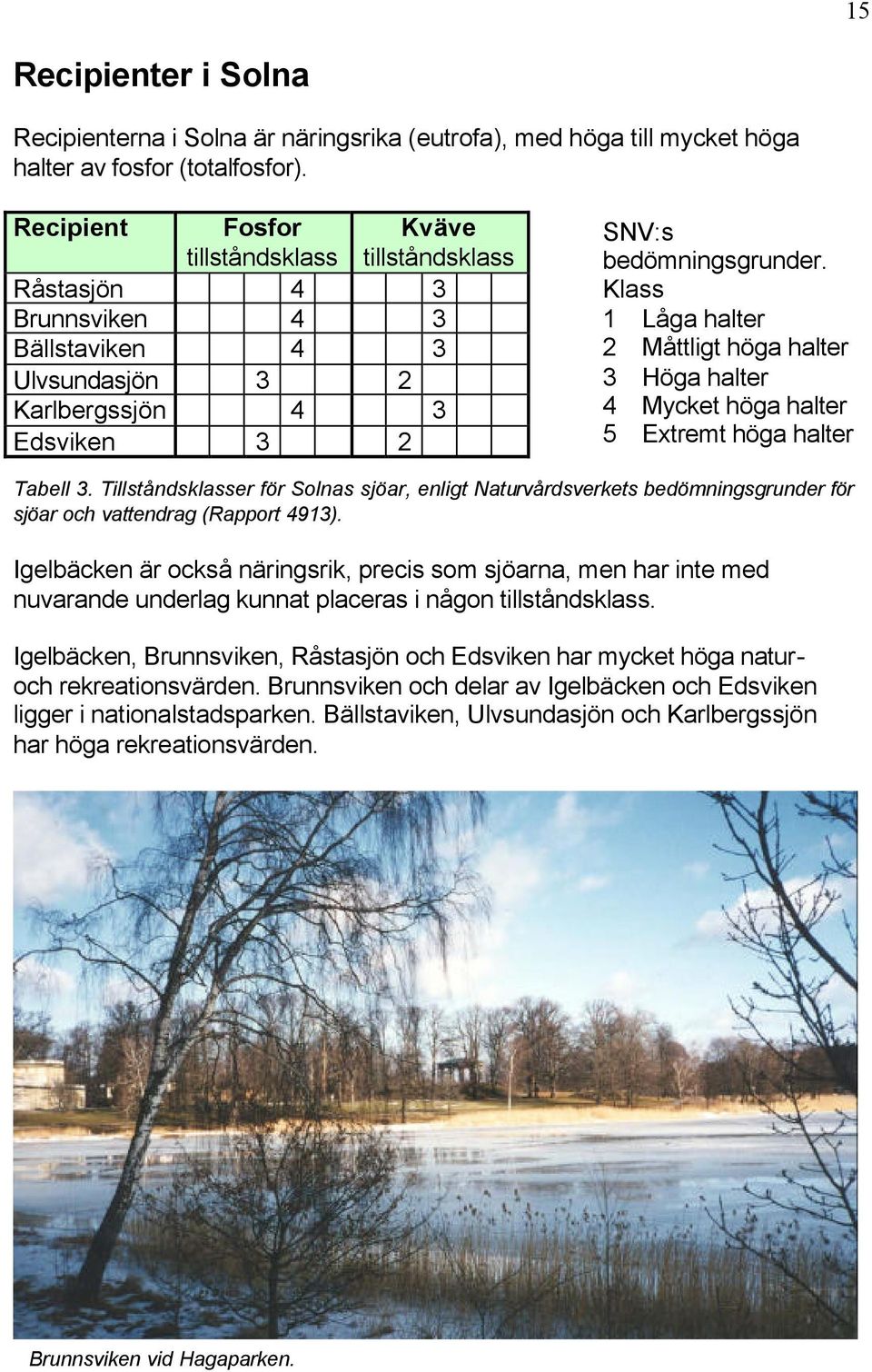 Klass 1 Låga halter 2 Måttligt höga halter 3 Höga halter 4 Mycket höga halter 5 Extremt höga halter Tabell 3.