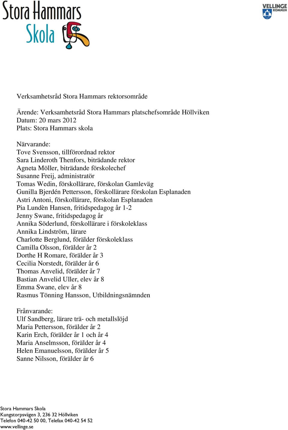 förskollärare förskolan Esplanaden Astri Antoni, förskollärare, förskolan Esplanaden Pia Lundèn Hansen, fritidspedagog år 1-2 Jenny Swane, fritidspedagog år Annika Söderlund, förskollärare i