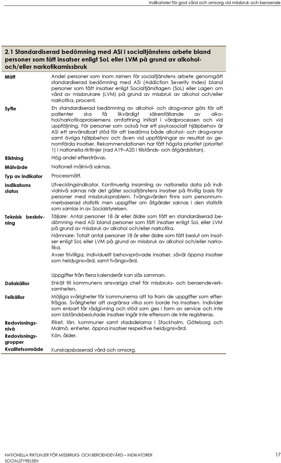 (SoL) eller Lagen om vård av missbrukare (LVM) på grund av missbruk av alkohol och/eller narkotika, procent.