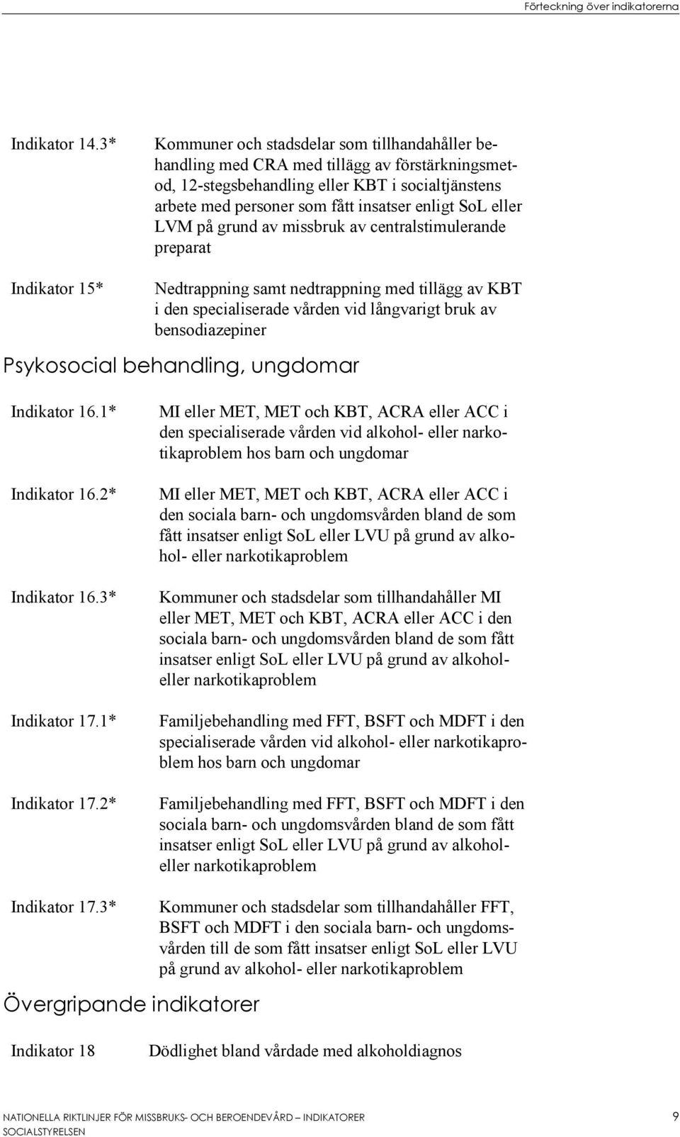 enligt SoL eller LVM på grund av missbruk av centralstimulerande preparat Nedtrappning samt nedtrappning med tillägg av KBT i den specialiserade vården vid långvarigt bruk av bensodiazepiner