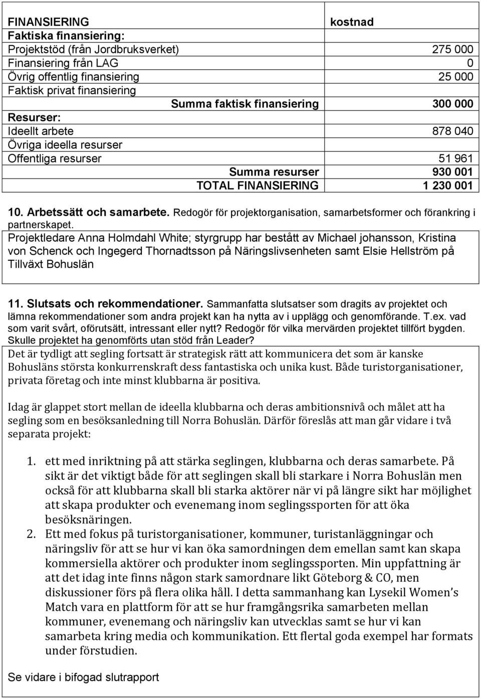 Redogör för projektorganisation, samarbetsformer och förankring i partnerskapet.