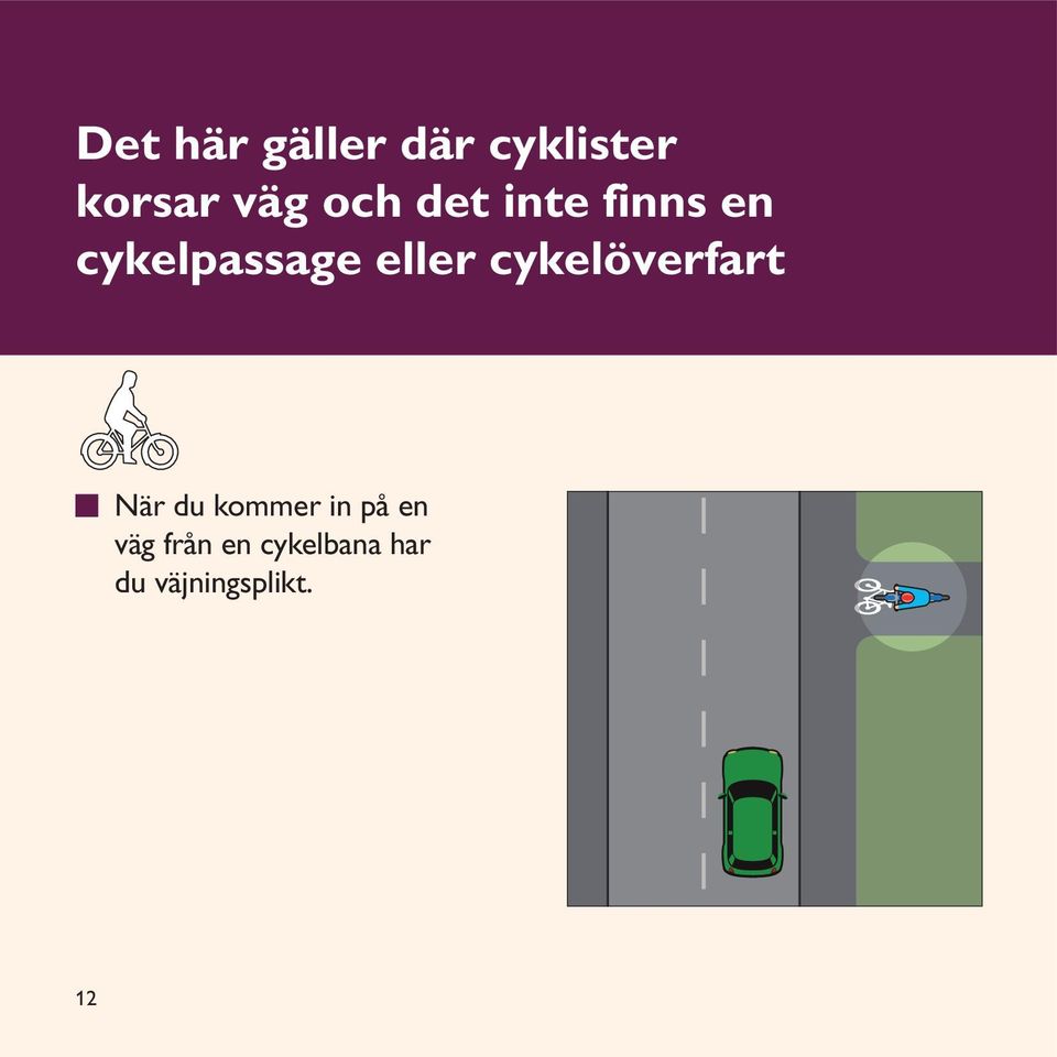 cykelöverfart När du kommer in på en väg