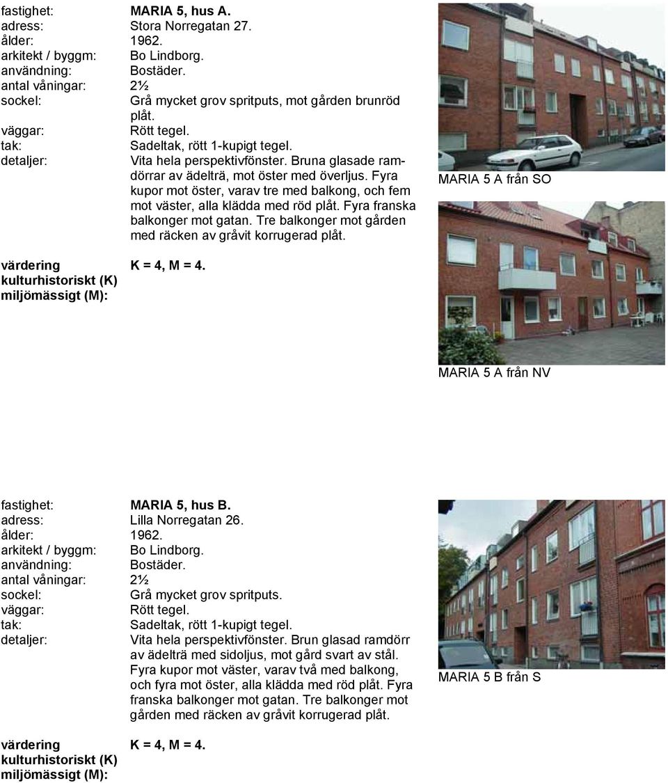 Fyra kupor mot öster, varav tre med balkong, och fem mot väster, alla klädda med röd plåt. Fyra franska balkonger mot gatan. Tre balkonger mot gården med räcken av gråvit korrugerad plåt.