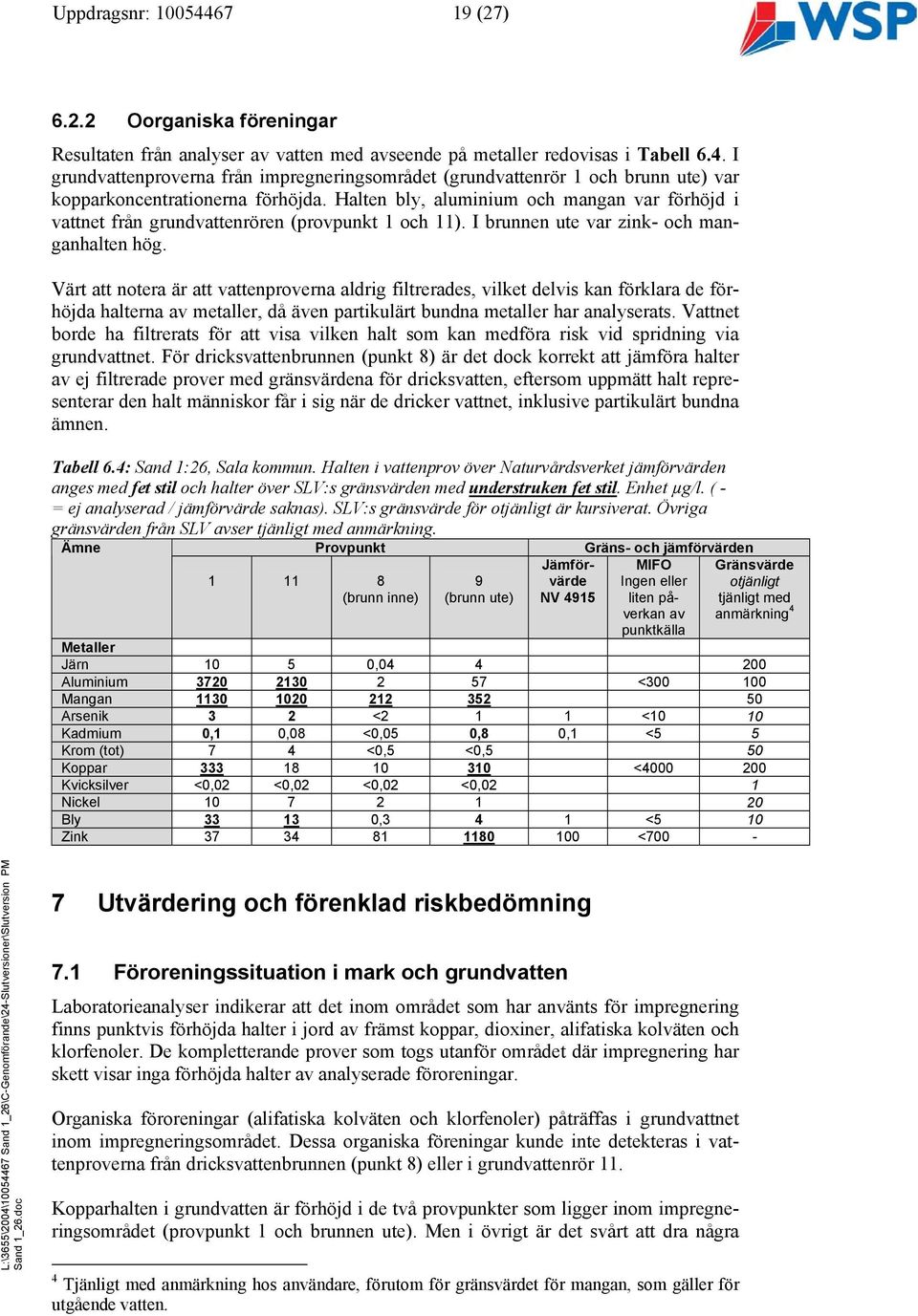 Värt att notera är att vattenproverna aldrig filtrerades, vilket delvis kan förklara de förhöjda halterna av metaller, då även partikulärt bundna metaller har analyserats.