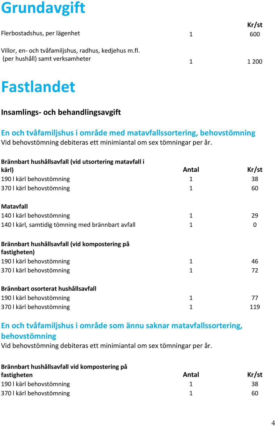 om sex tömningar per år.