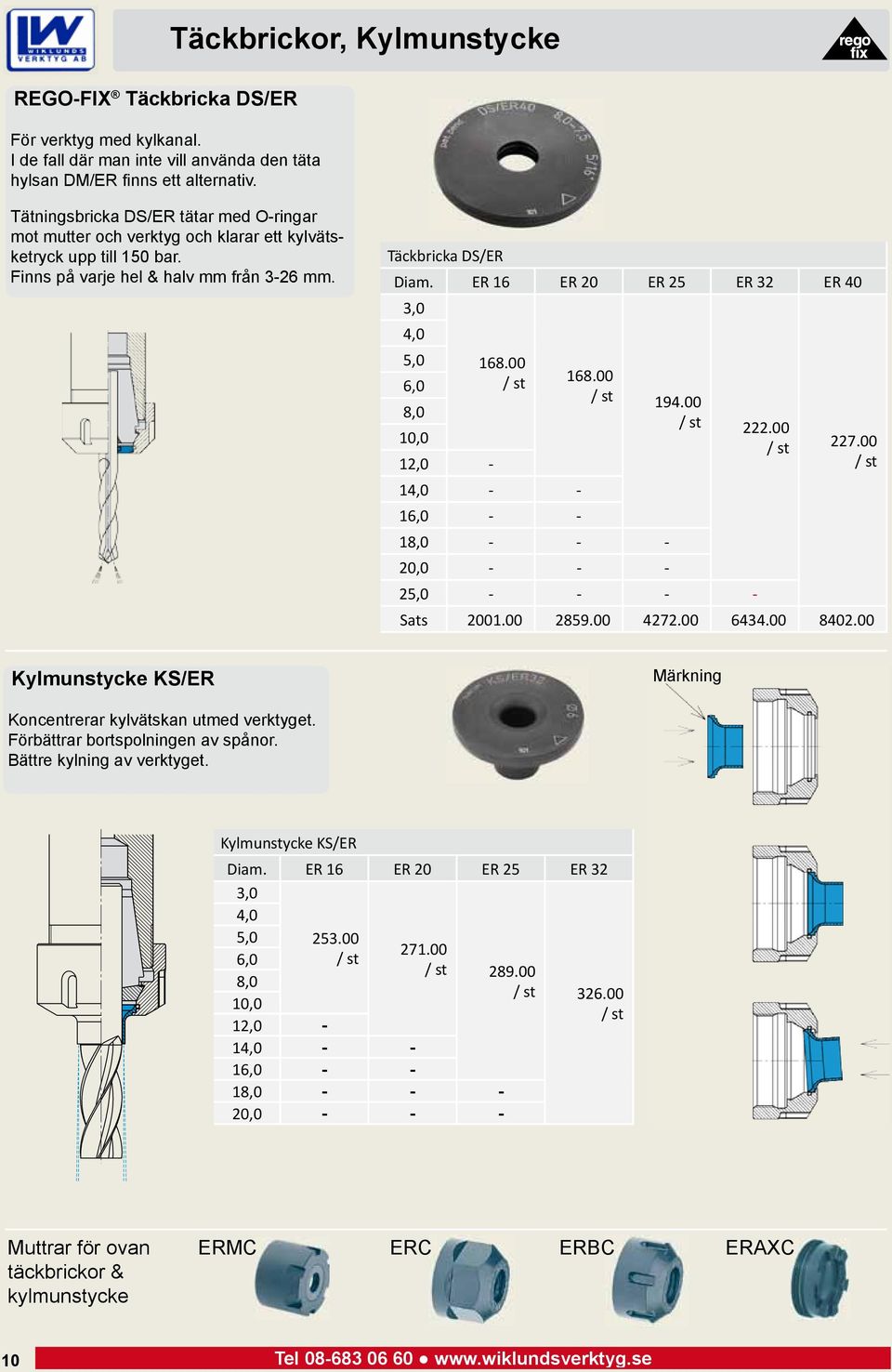 Täckbricka DS/ER Diam. ER 16 ER 20 ER 25 ER 32 ER 40 3,0 4,0 5,0 168.00 / st 168.00 6,0 / st 194.00 8,0 / st 222.00 10,0 / st 227.