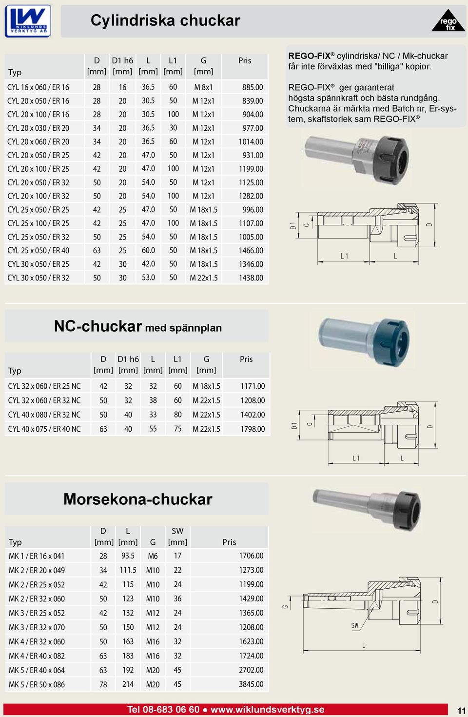 00 CYL 20 x 050 / ER 32 50 20 54.0 50 M 12x1 1125.00 CYL 20 x 100 / ER 32 50 20 54.0 100 M 12x1 1282.00 CYL 25 x 050 / ER 25 42 25 47.0 50 M 18x1.5 996.00 CYL 25 x 100 / ER 25 42 25 47.0 100 M 18x1.