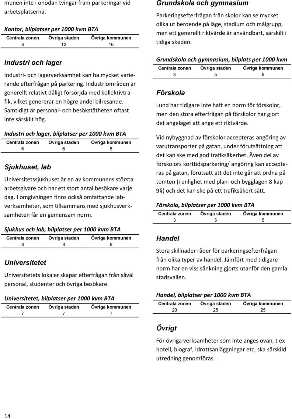 Industriområden är generellt relativt dåligt försörjda med kollektivtrafik, vilket genererar en högre andel bilresande. Samtidigt är personal- och besökstätheten oftast inte särskilt hög.