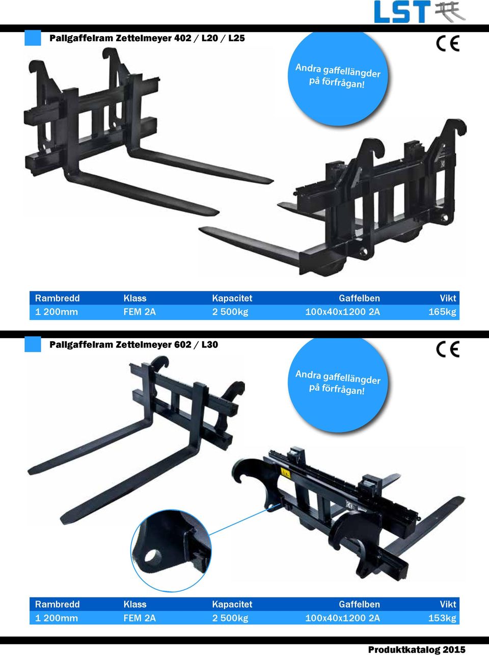 165kg Pallgaffelram Zettelmeyer 602 / L30 Andra gaffellängder på förfrågan!
