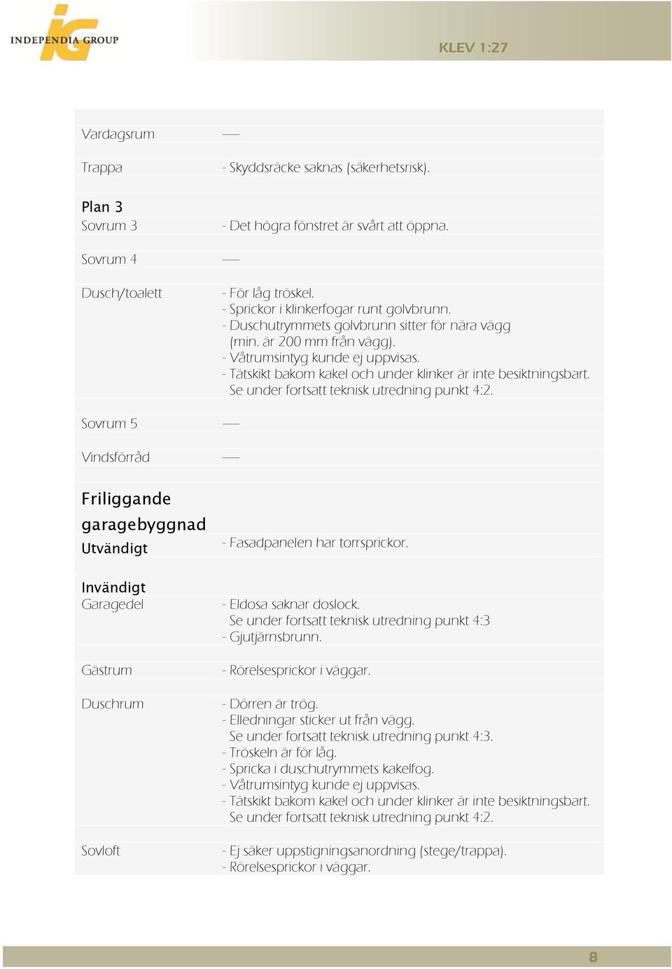 - Tätskikt bakom kakel och under klinker är inte besiktningsbart. Se under fortsatt teknisk utredning punkt 4:2.