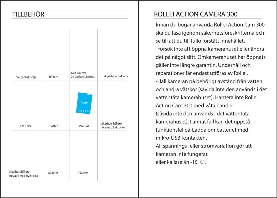 Omkamerahuset har öppnats gäller inte längre garantin. Underhåll och reparationer får endast utföras av Rollei.