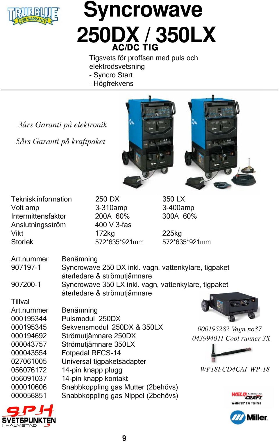 vagn, vattenkylare, tigpaket återledare & strömutjämnare 907200-1 Syncrowave 350 LX inkl.