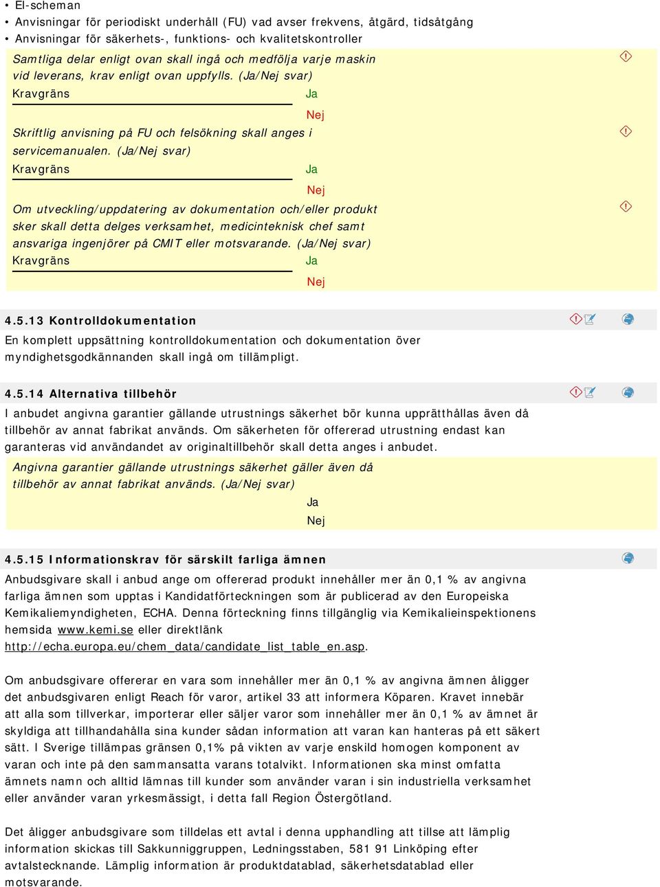 (/ Om utveckling/uppdatering av dokumentation och/eller produkt sker skall detta delges verksamhet, medicinteknisk chef samt ansvariga ingenjörer på CMIT eller motsvarande. (/ 4.5.