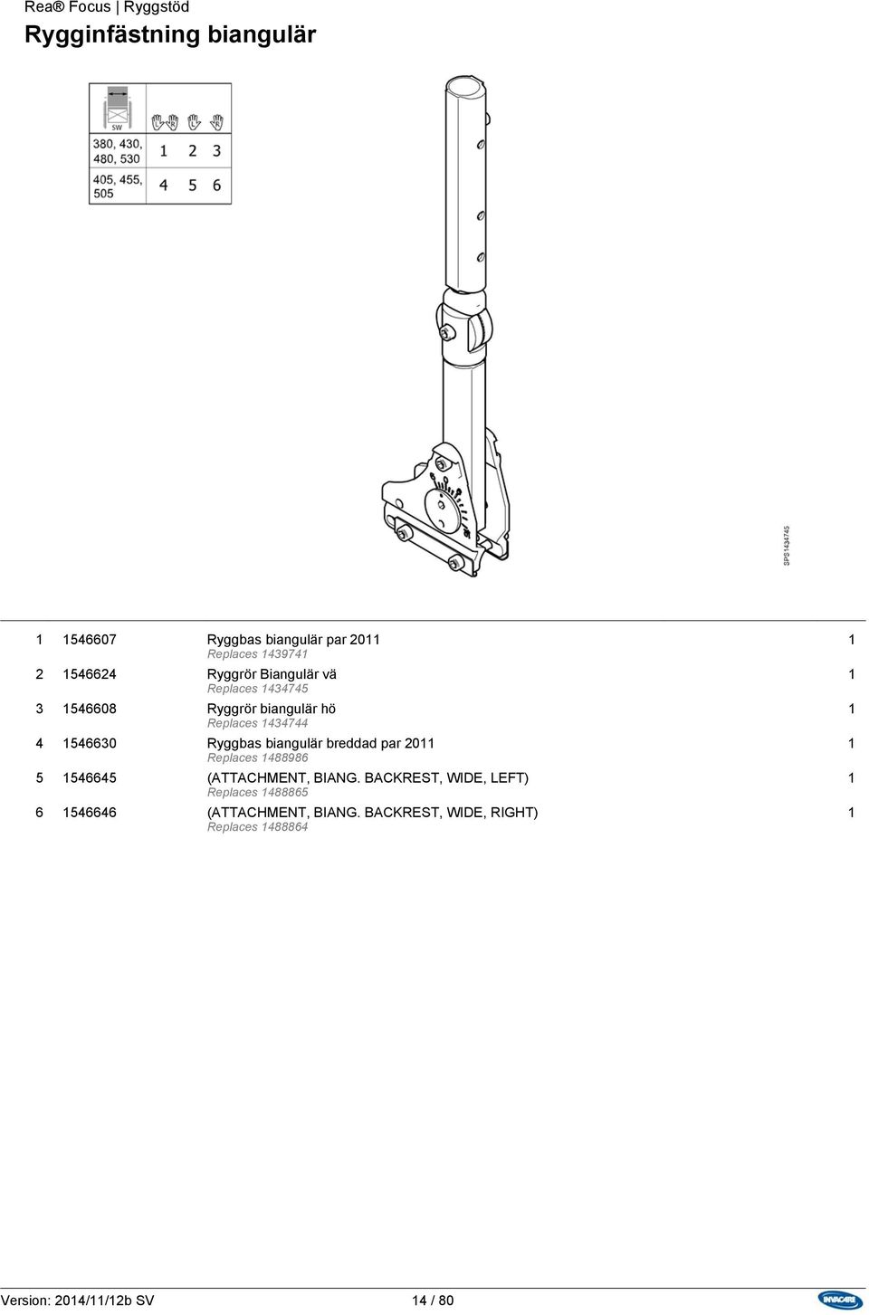 1546630 Ryggbas biangulär breddad par 2011 1 Replaces 1488986 5 1546645 (ATTACHMENT, BIANG.