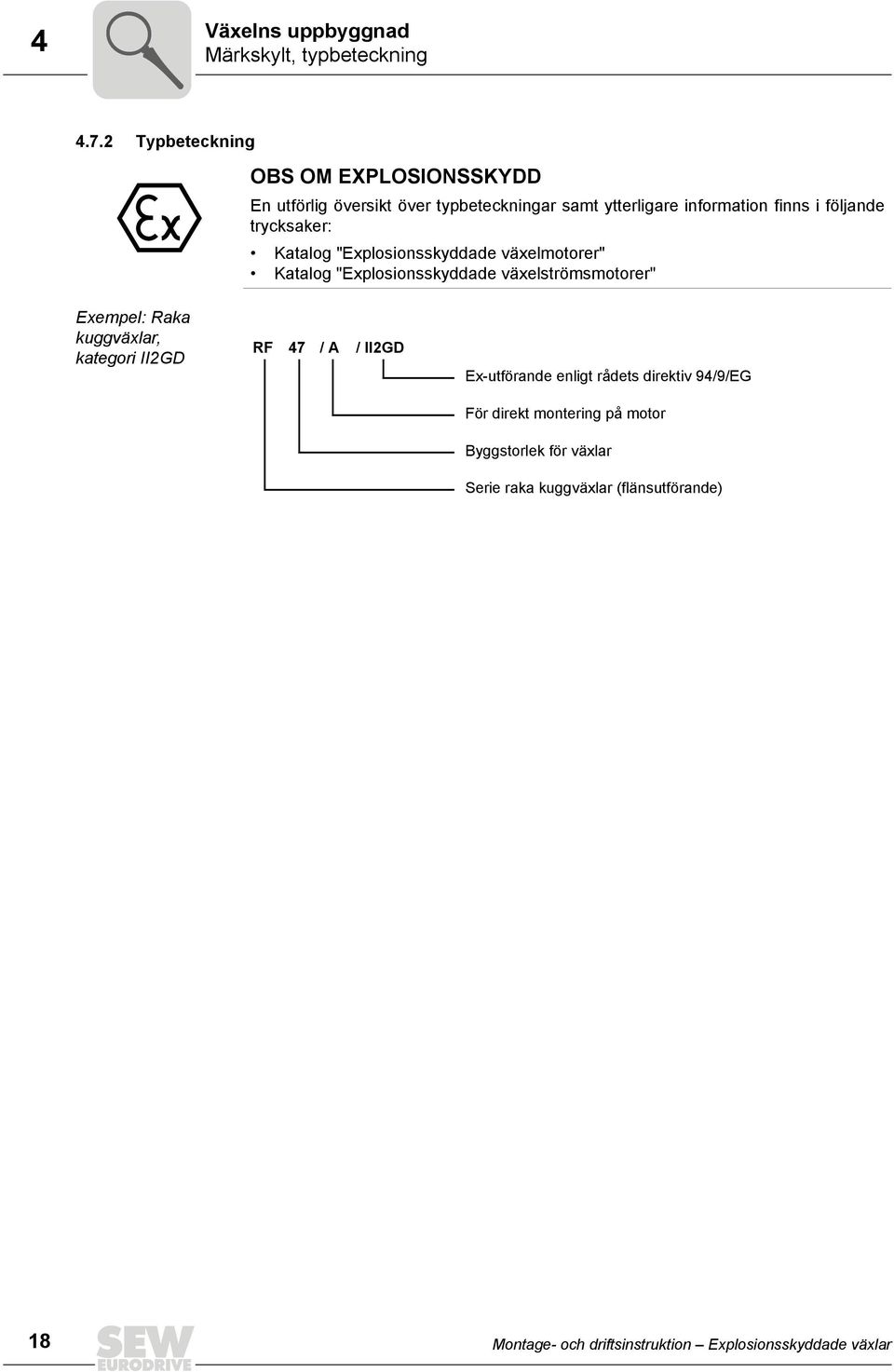 trycksaker: Katalog "Explosionsskyddade växelmotorer" Katalog "Explosionsskyddade växelströmsmotorer" Exempel: Raka kuggväxlar,