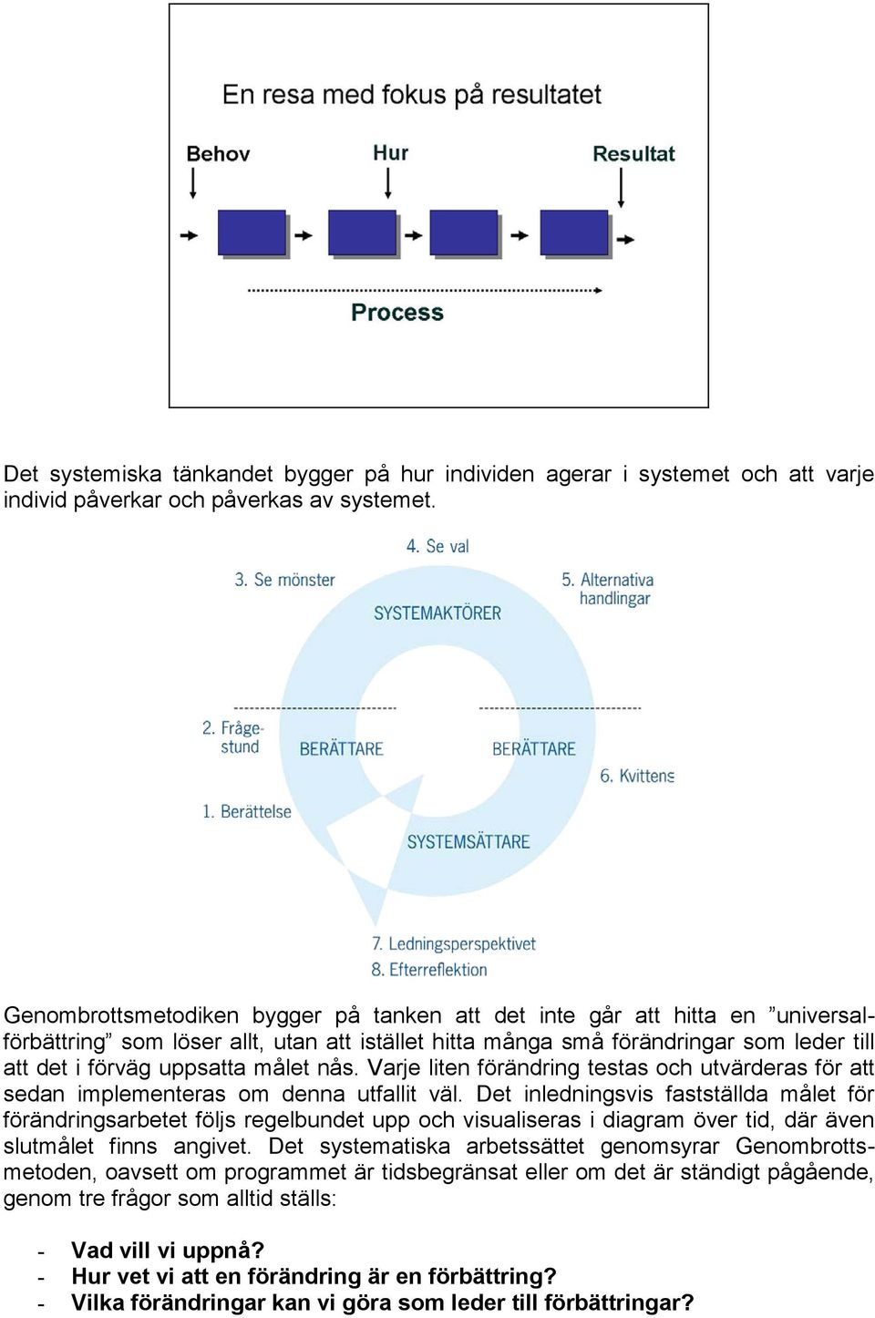 nås. Varje liten förändring testas och utvärderas för att sedan implementeras om denna utfallit väl.