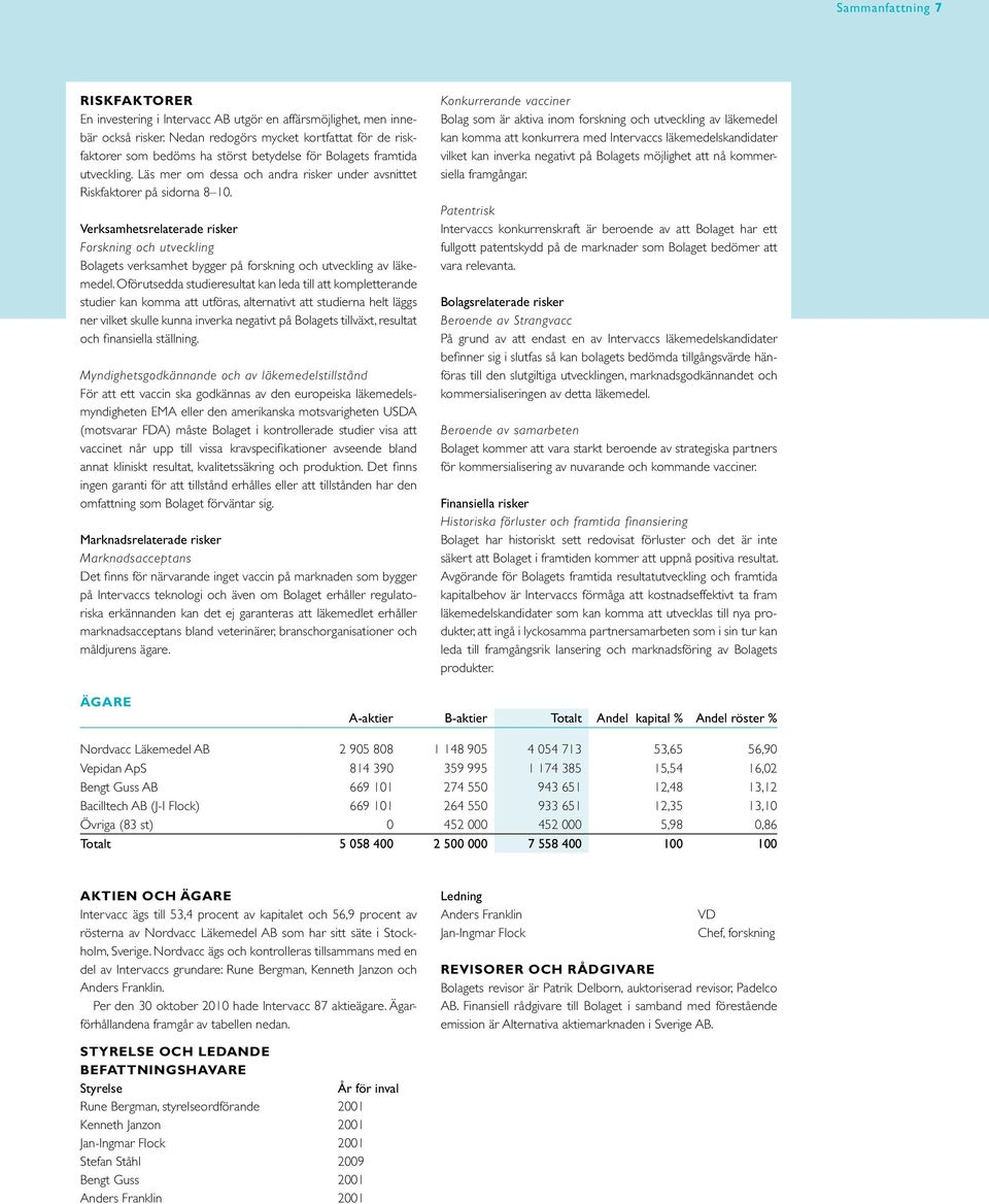 Verksamhetsrelaterade risker Forskning och utveckling Bolagets verksamhet bygger på forskning och utveckling av läkemedel.