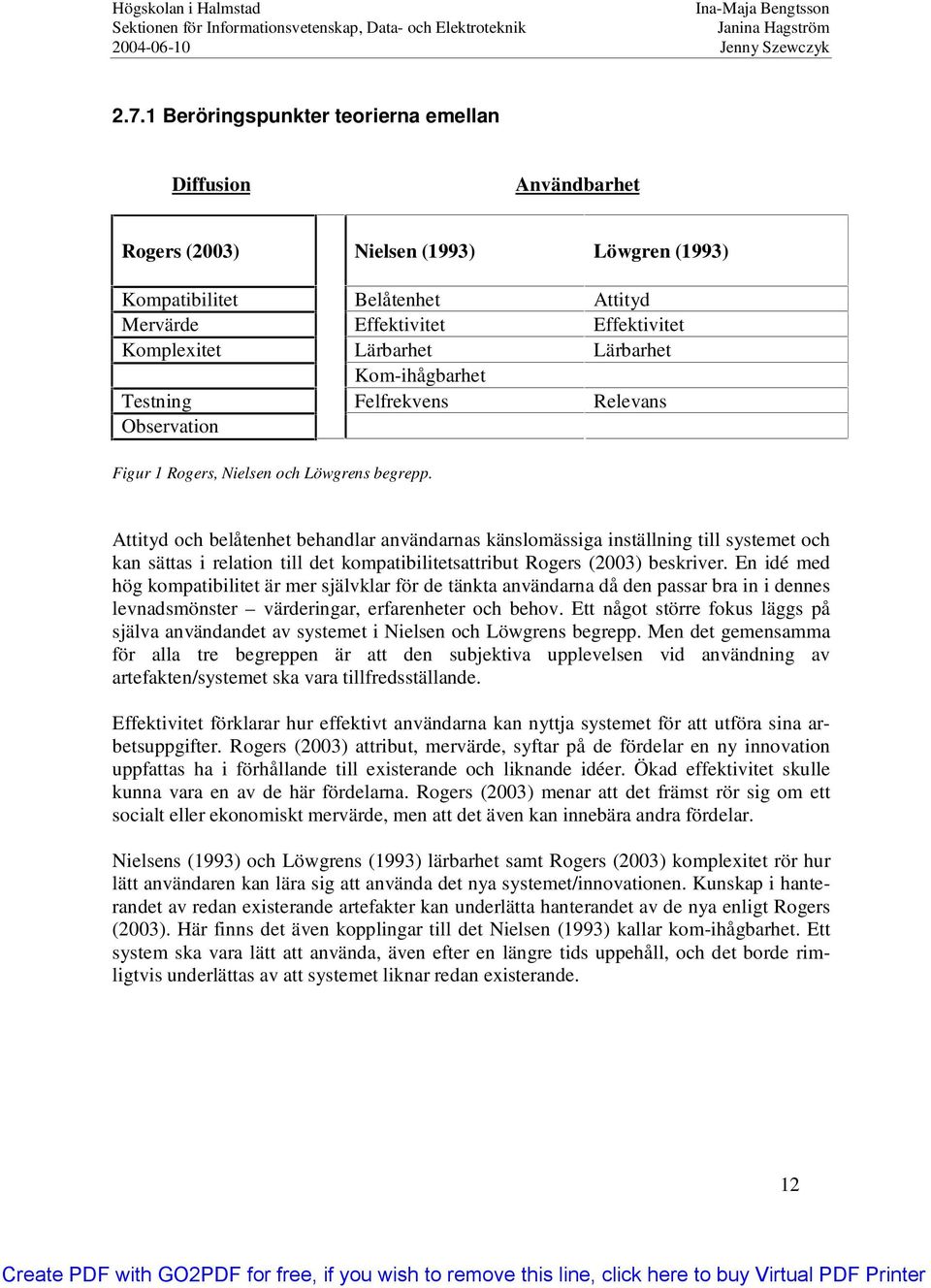 Attityd och belåtenhet behandlar användarnas känslomässiga inställning till systemet och kan sättas i relation till det kompatibilitetsattribut Rogers (2003) beskriver.