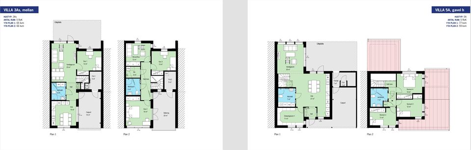 PLAN 2: 59 kvm D T /U F 23 m 2 K 2400 Innertak ö.f.