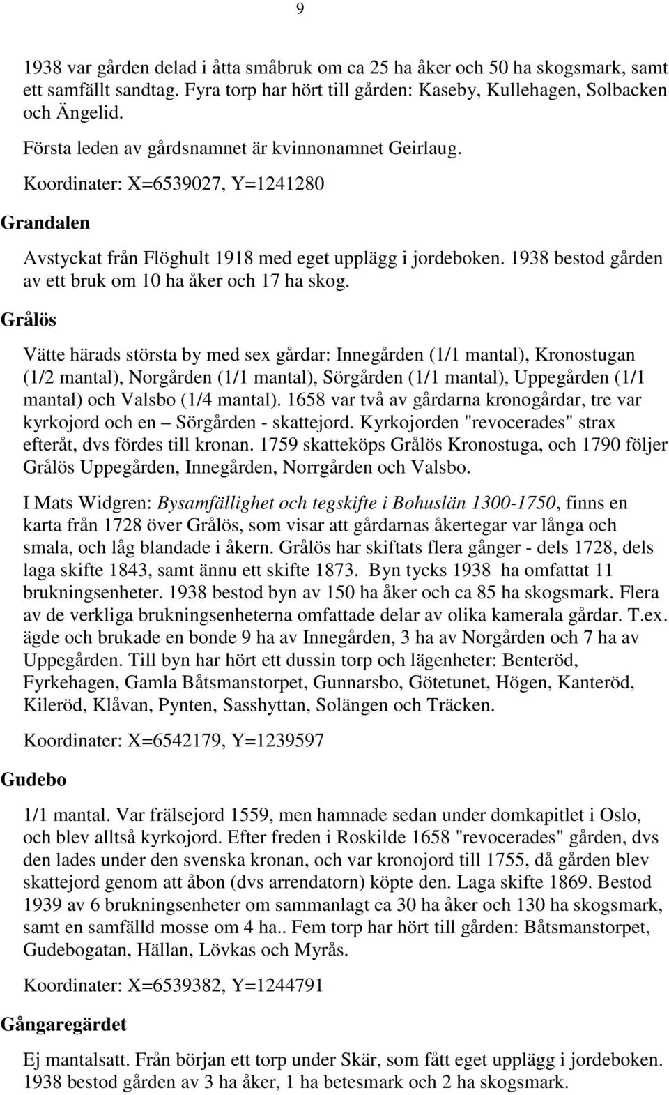 1938 bestod gården av ett bruk om 10 ha åker och 17 ha skog.
